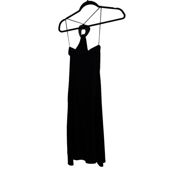 BCBGMaxAzria Black Halter Midi Dress – Size Large, Open Back with Ring Detail - Picture 3 of 4